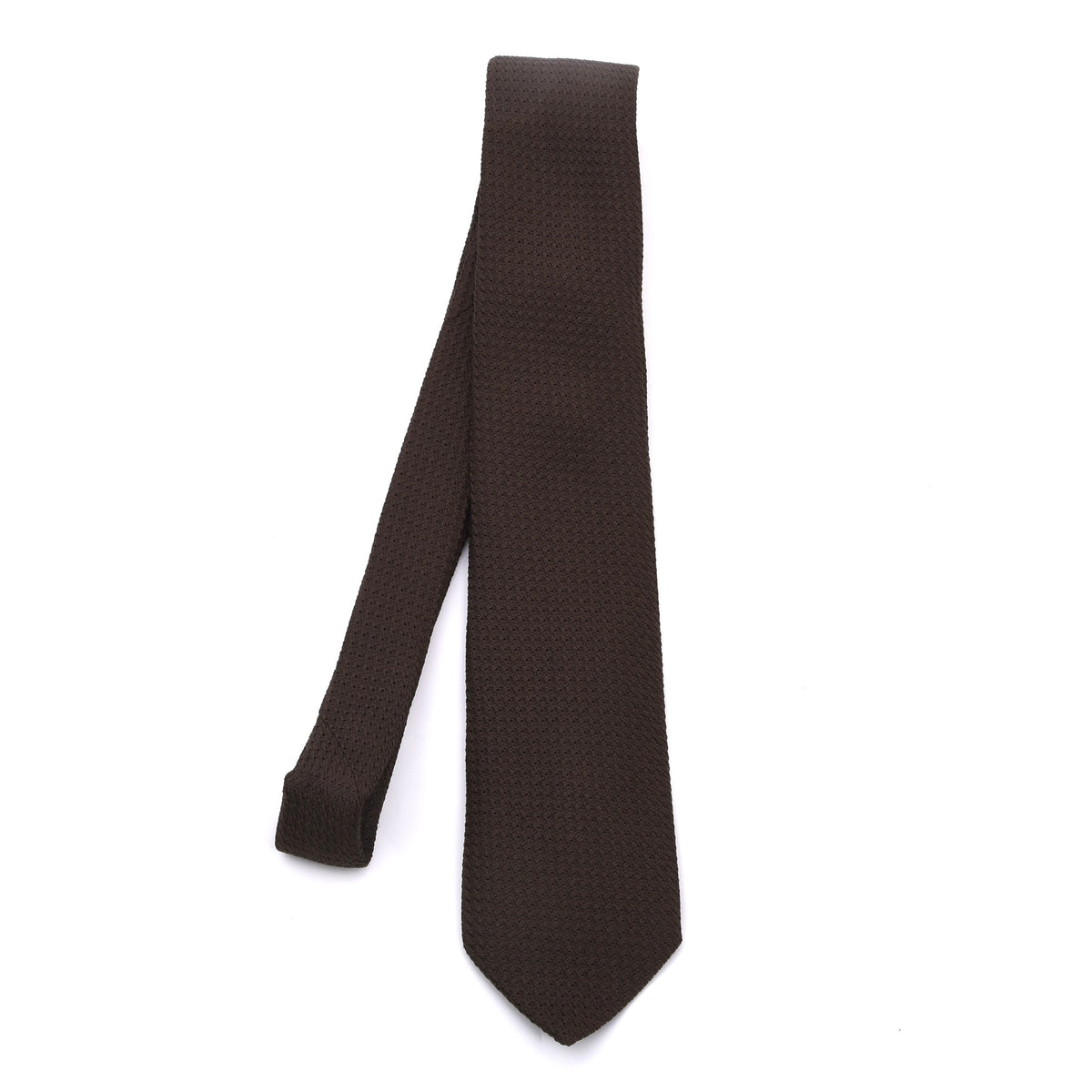 Classic Genadine Grossa Silk Tie Made in Italy - Brown