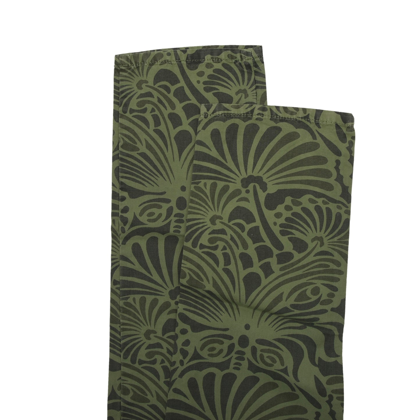 NWT Incotex Cotton Pants Size 30 ca. 38.5cm - Green Floral Print