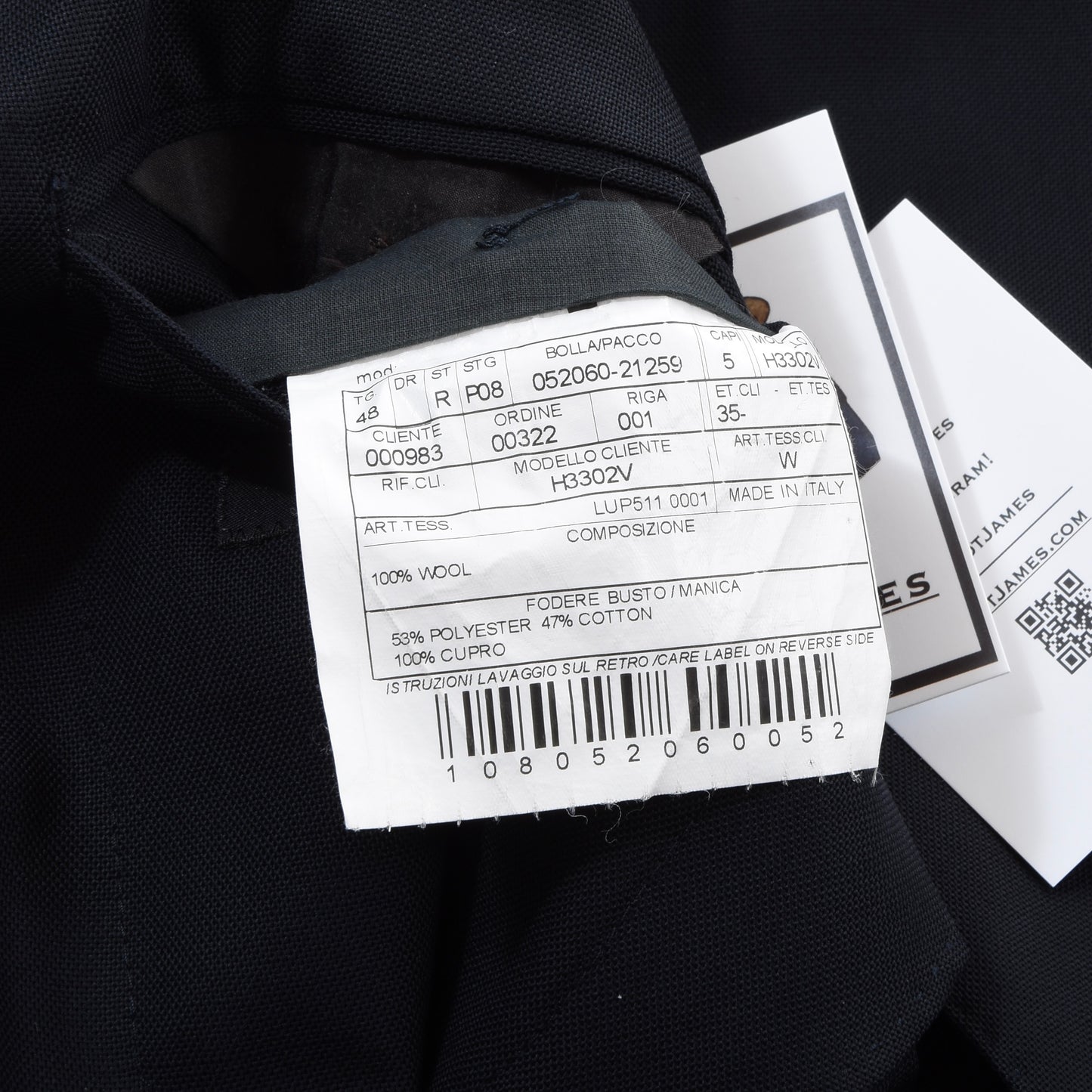 Boglioli Wool Jacket Size 48 Chest ca. 52cm - Navy Blue