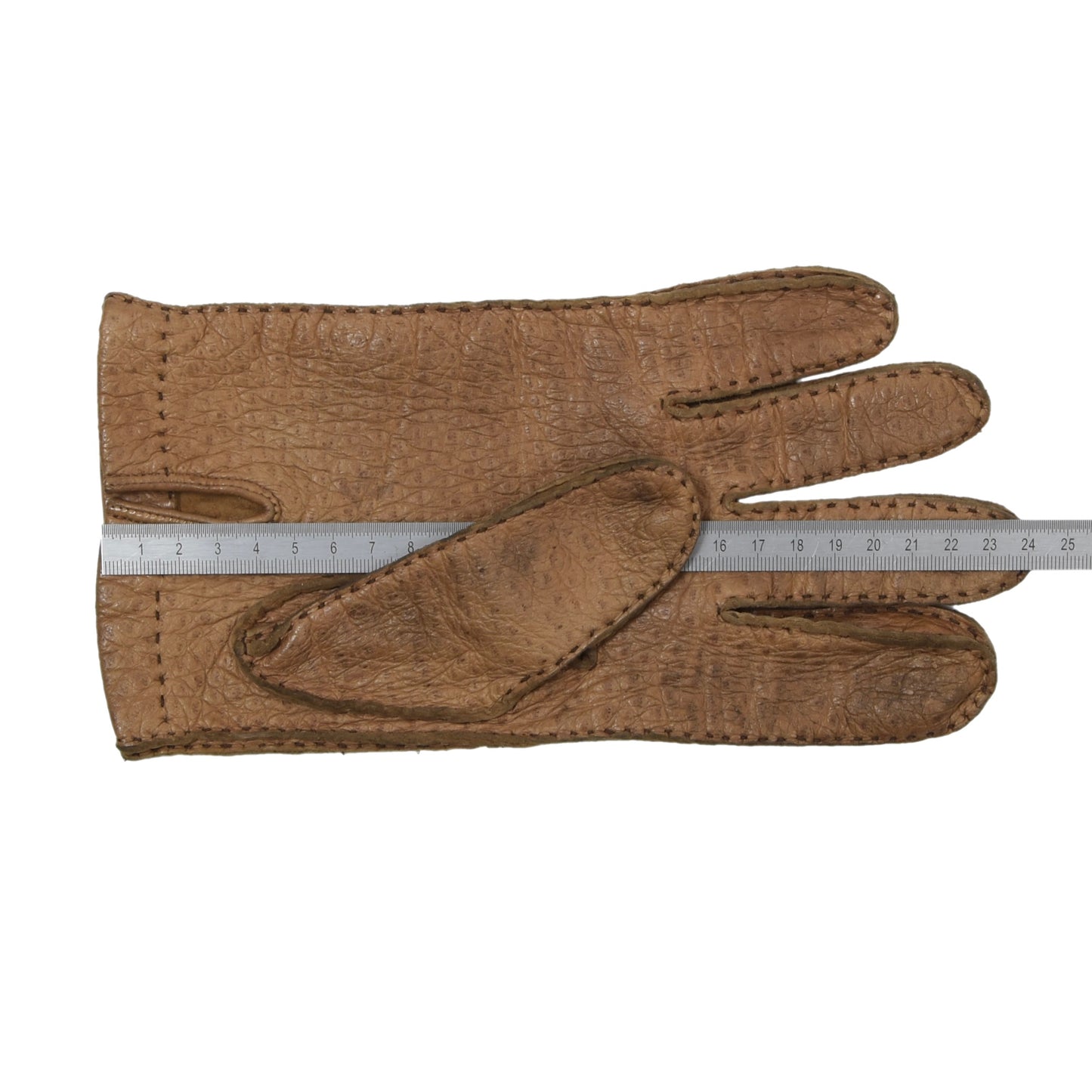 Ungefütterte Vintage Peccary Handschuhe Größe 9 1/2 - Braun