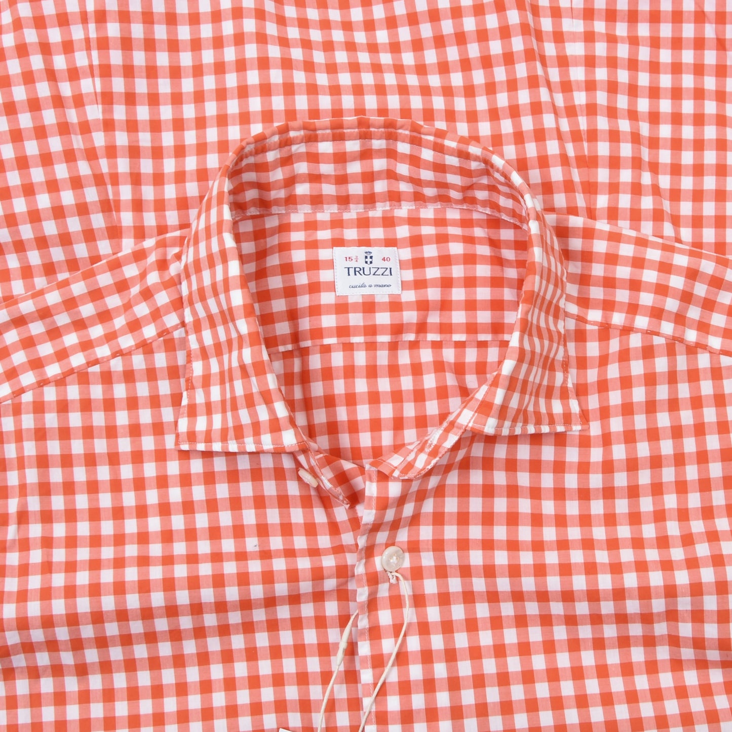 Truzzi Milano Shirt Size 40/15 3/4 - Orange & White