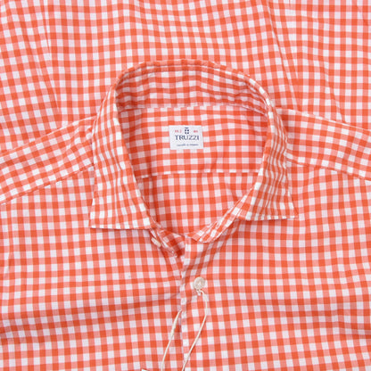 Truzzi Milano Shirt Size 40/15 3/4 - Orange & White