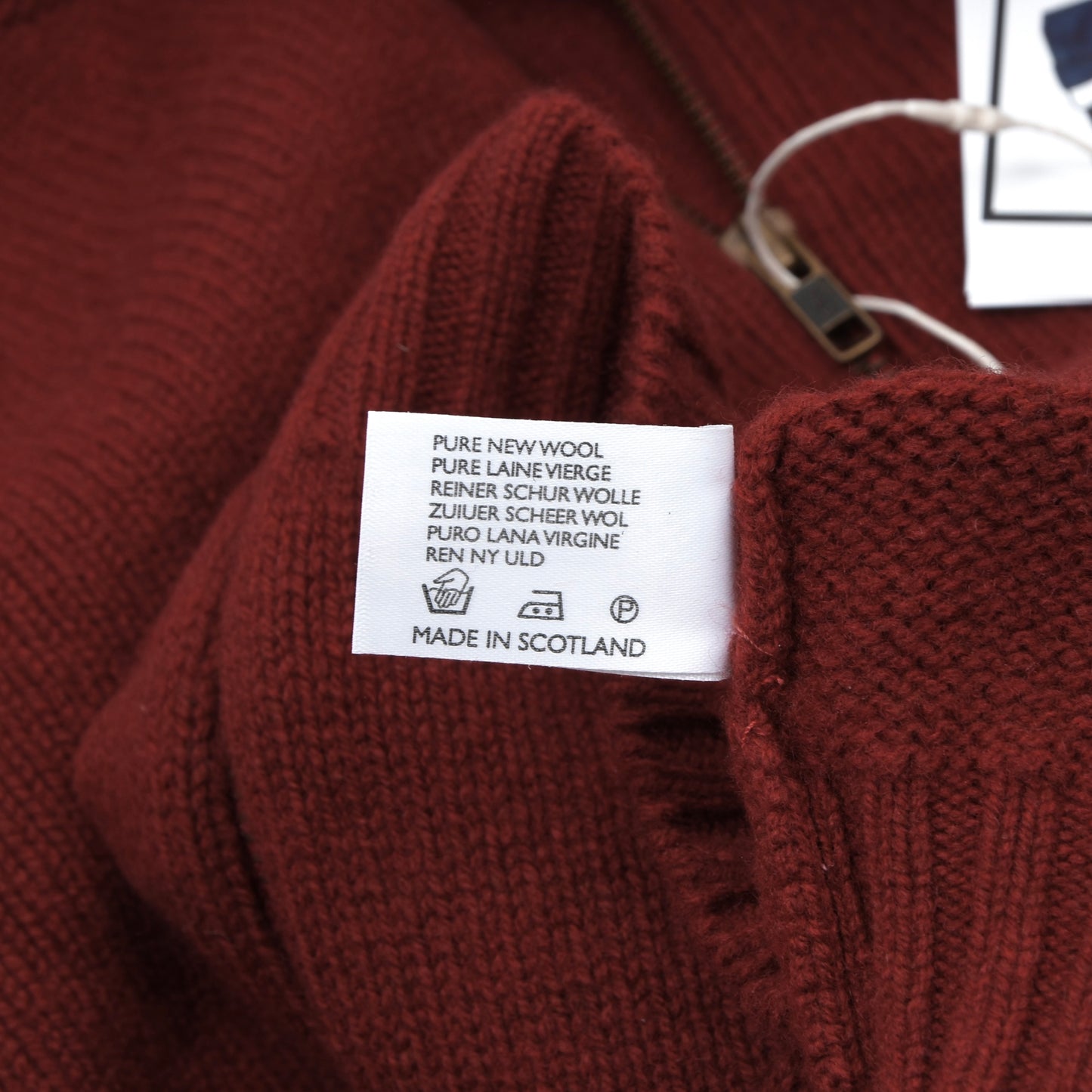 Peter Scott 100% Wool Cardigan Sweater Size 38 Chest ca. 52.5cm - Rust Red