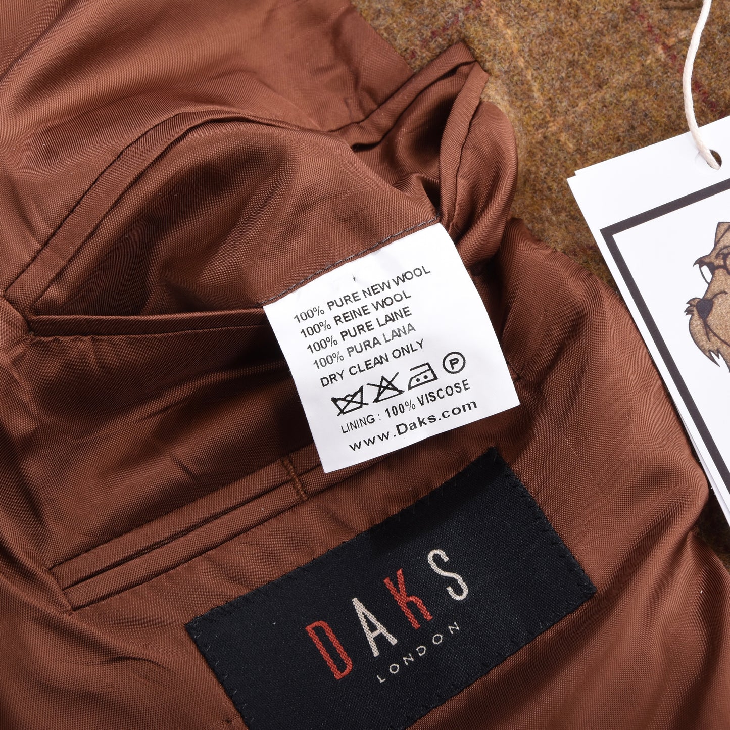 DAKS London Wool Jacket Size 54 ca. 60.5cm - Windowpane