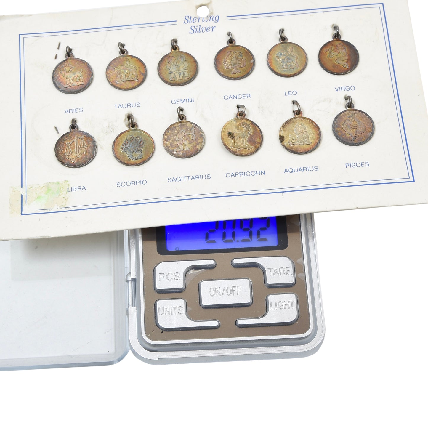 NOS 12x ..925 Sterling Silver Pendants - Zodiac