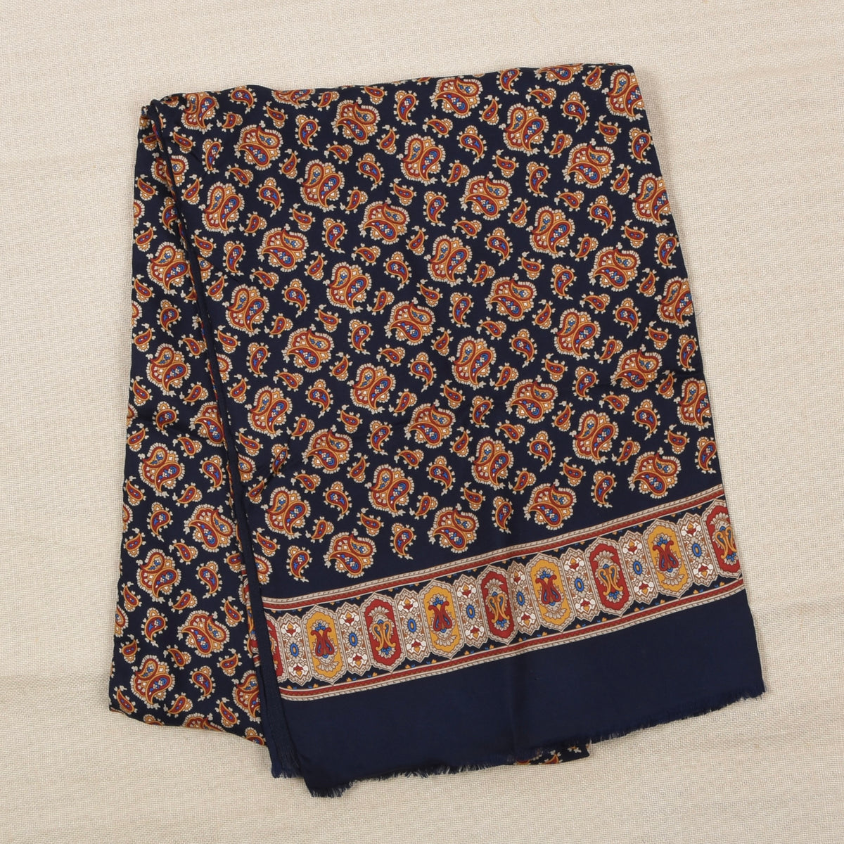 Classic 100% Seide & 100% Wolle Stadtschal ca. 156 cm - Marineblau Paisley