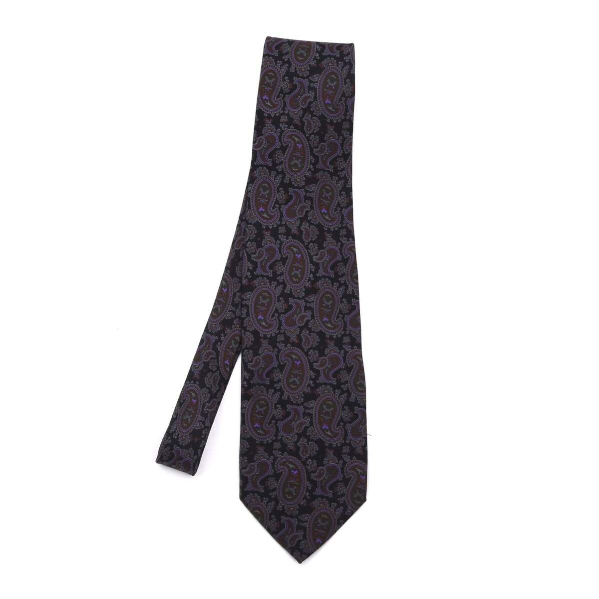 Altea Milano Ancient Madder Seide Krawatte Made in Italy – Schwarz/Lila Paisley