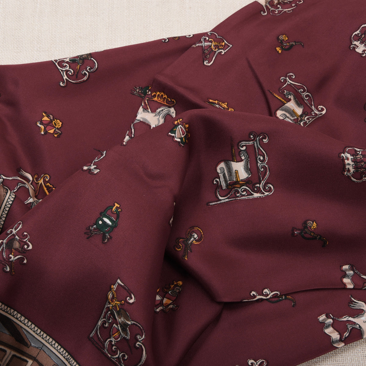 Vintage Silk Dress Scarf 126cm - Burgundy Pub/Inn