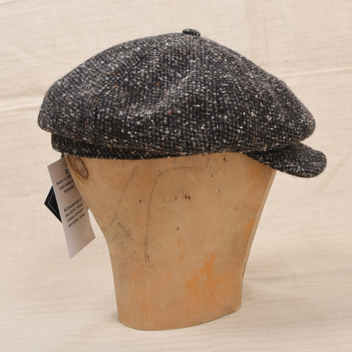Neu Faustmann Tweed Baker Boy Schiebermütze Gr. 56 - Grau