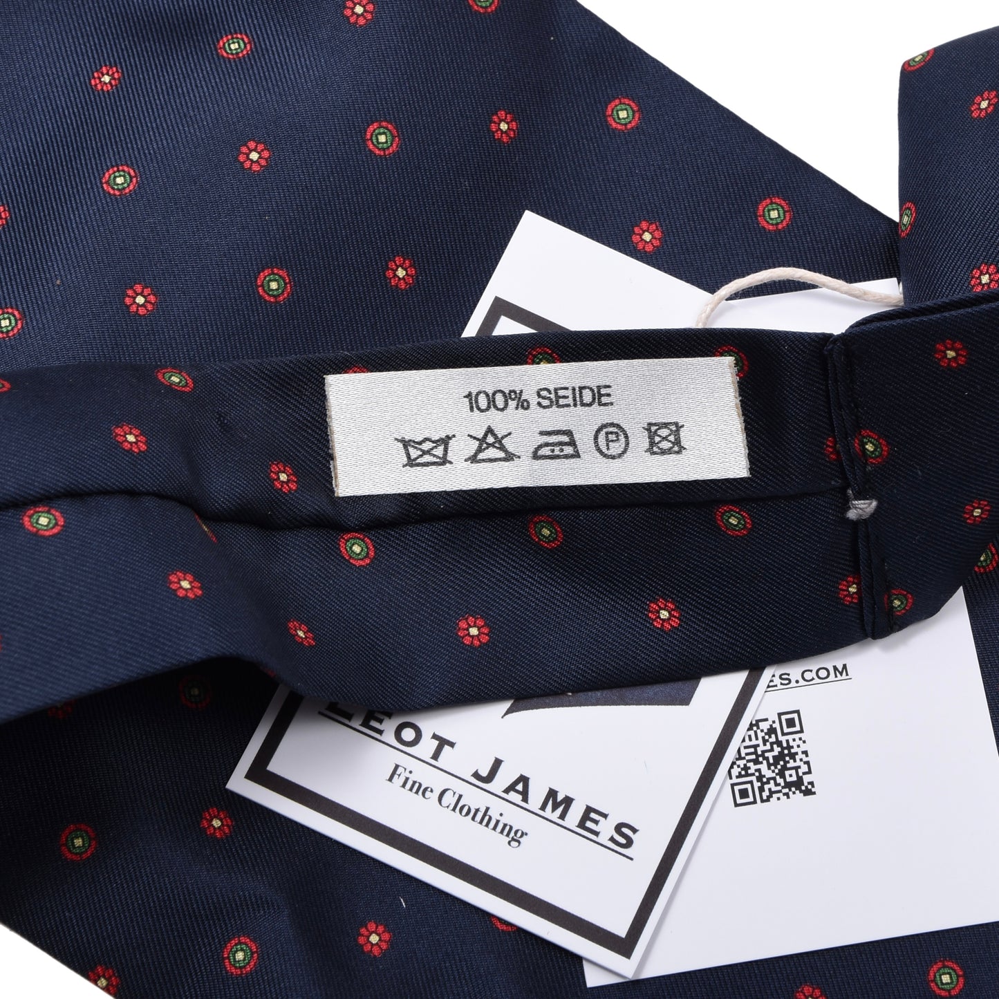 Klassische Ascot/Krawatte aus Seide, ca. 92 cm/14 cm – Marineblau/Ordentlich