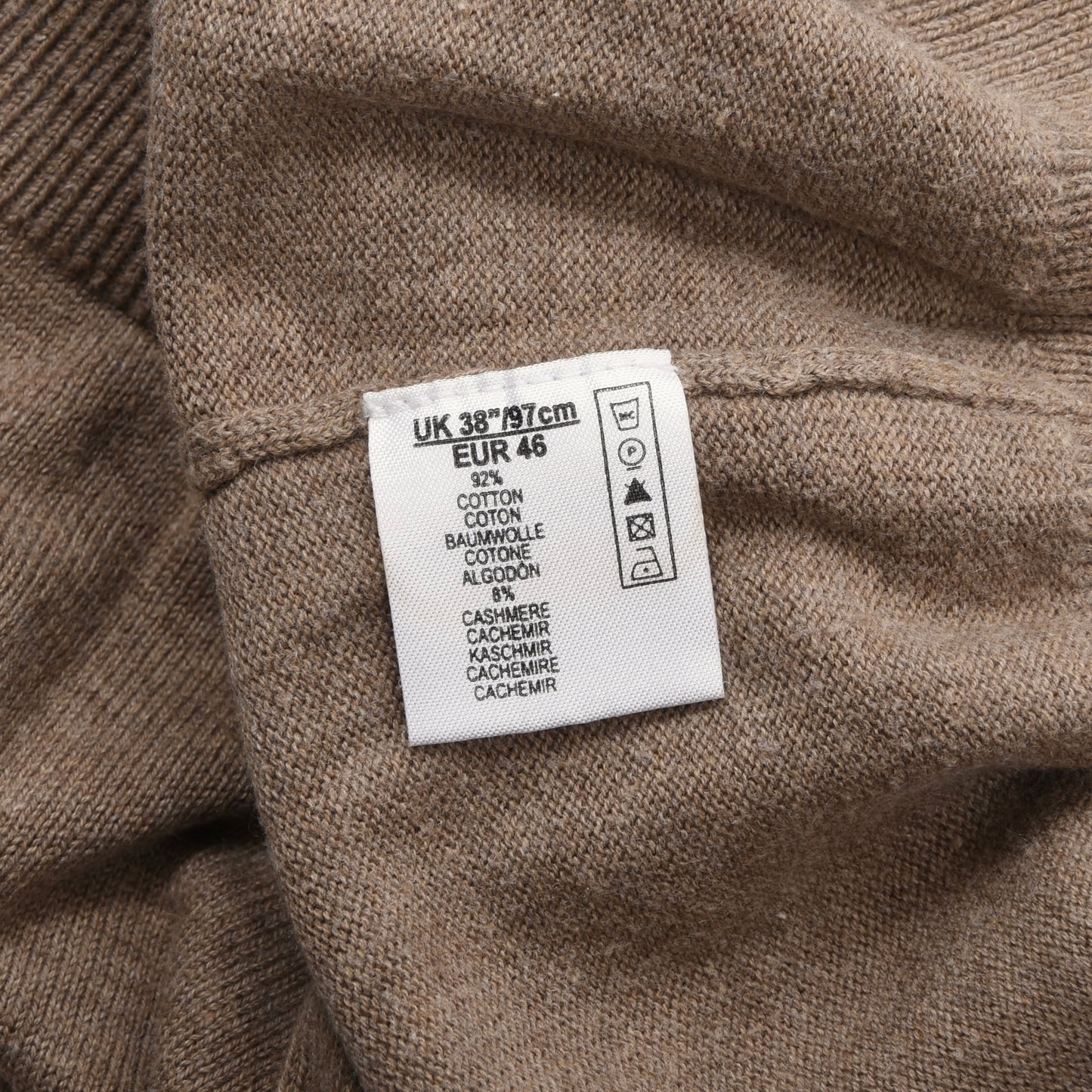 Alan Paine Luxury Cotton Pullover aus Baumwolle und Kaschmir Größe S (ca. 48 cm) – Braun