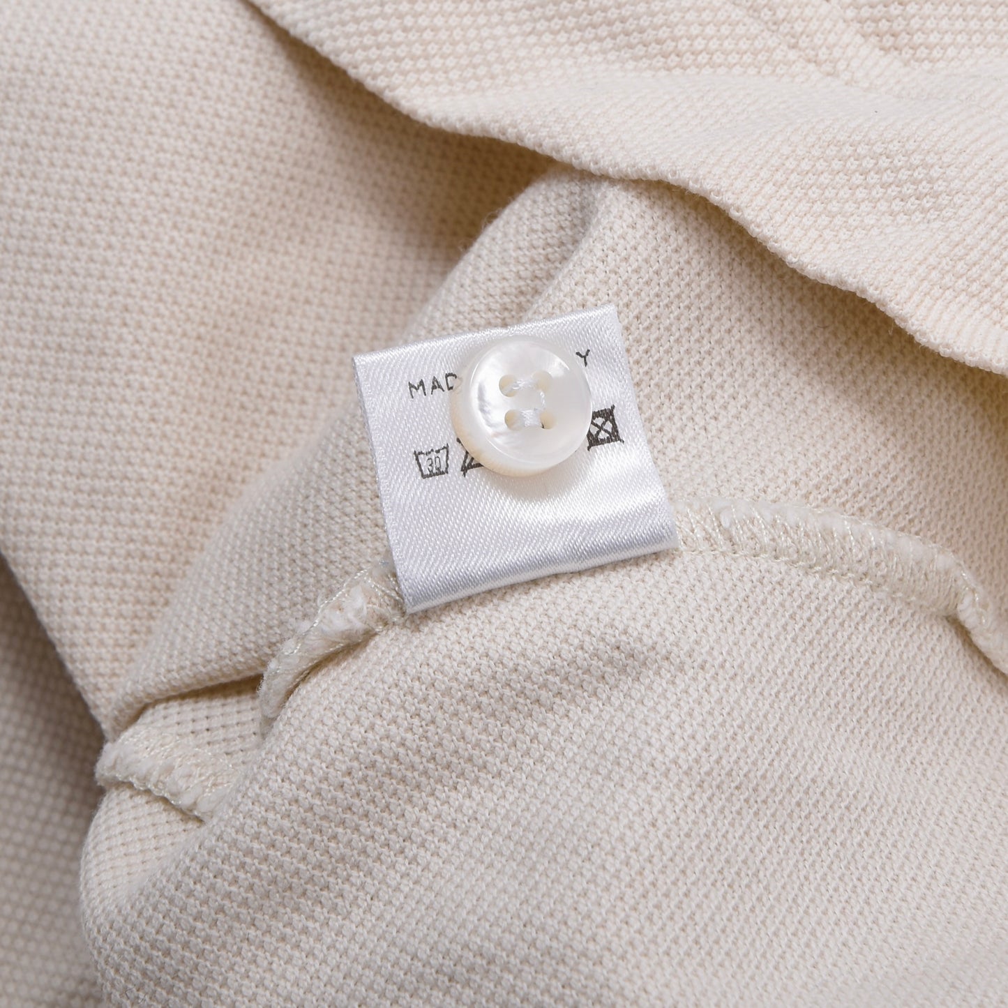 Loro Piana Long-Sleeved Polo Shirt Size S Chest ca. 54.5cm - Beige