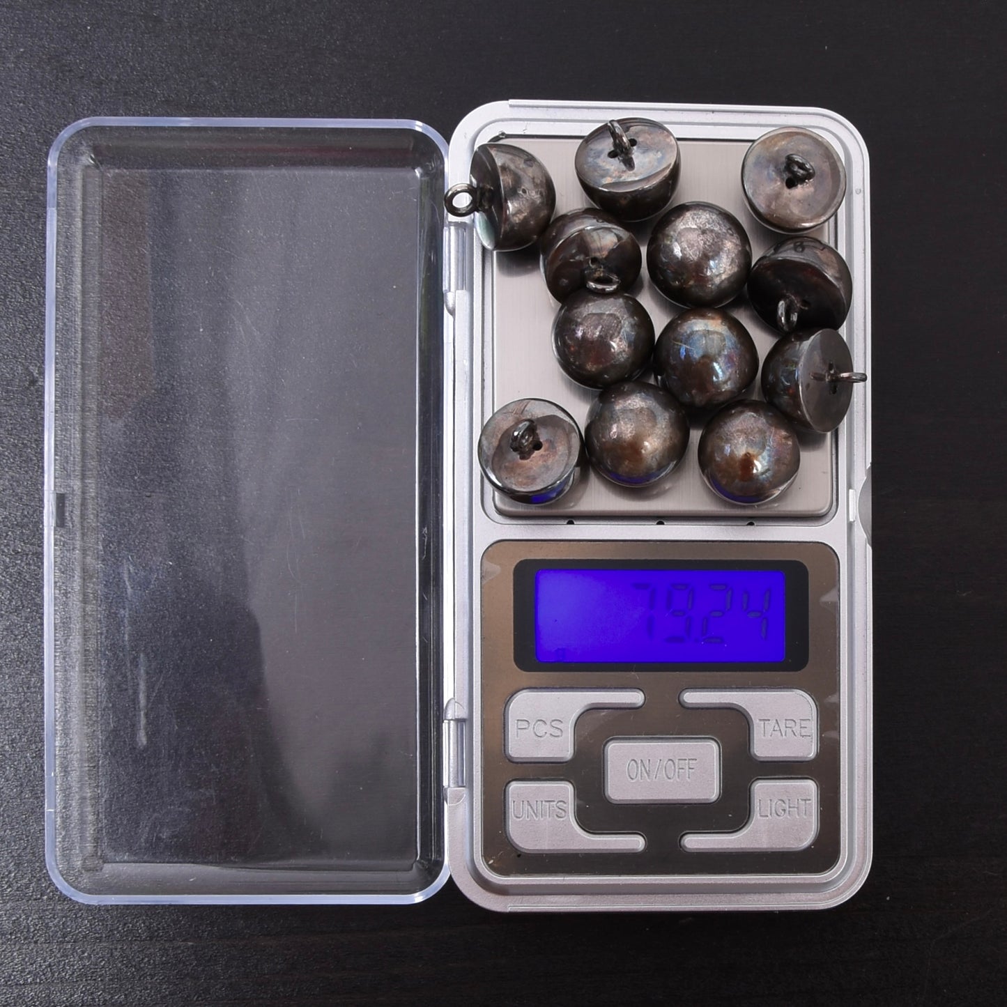 12x .925 Sterling Silver Trachten Buttons ca. 80g - Round