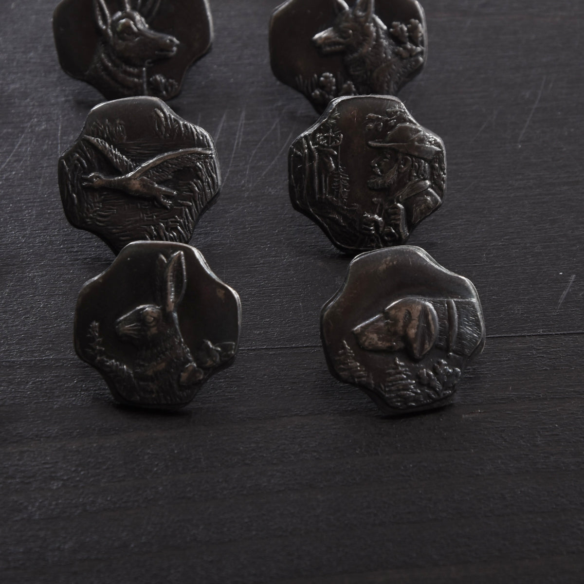 12x Vintage 800 Silber Trachtenknöpfe ca. 29.63g Graz – Jagdmotiv