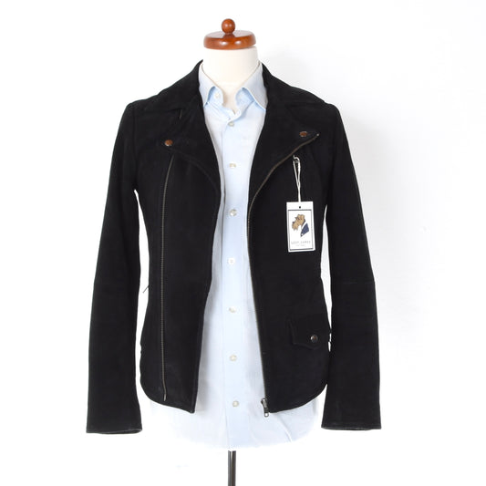 ASOS Suede Leather Moto Jacket Size XXS - Black