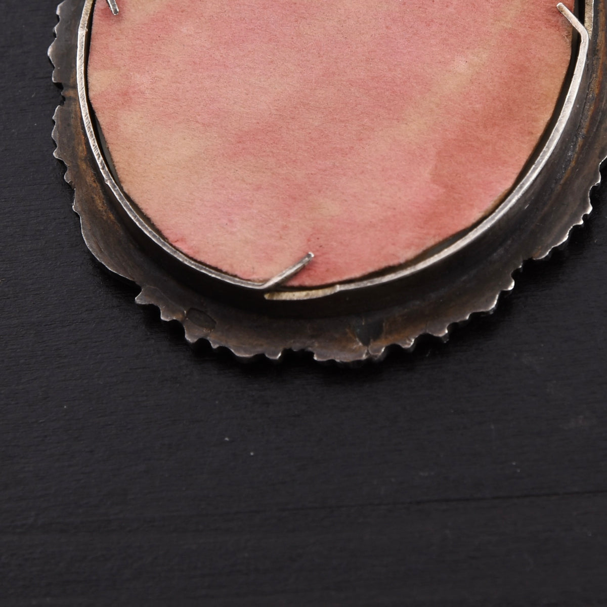 Antique Miniature Portrait in .800 Silver Frame Dog's Head Hallmark Graz, Austria 1872-1922