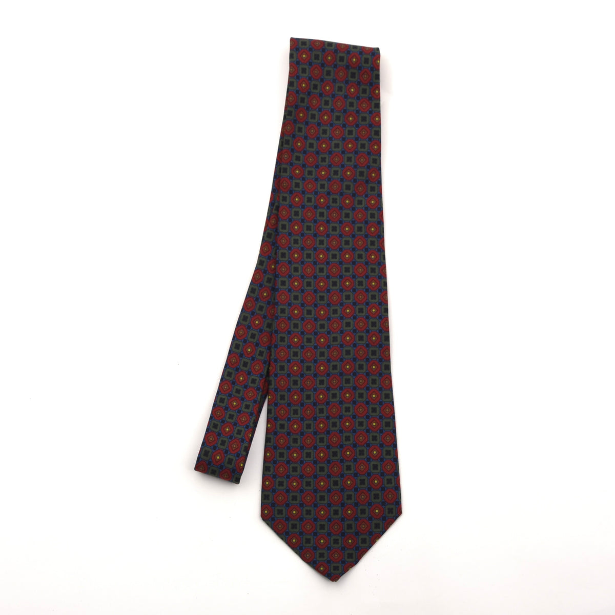 Vintage Garrison Silk Tie Made in the USA - Red/Green/Blue Neat