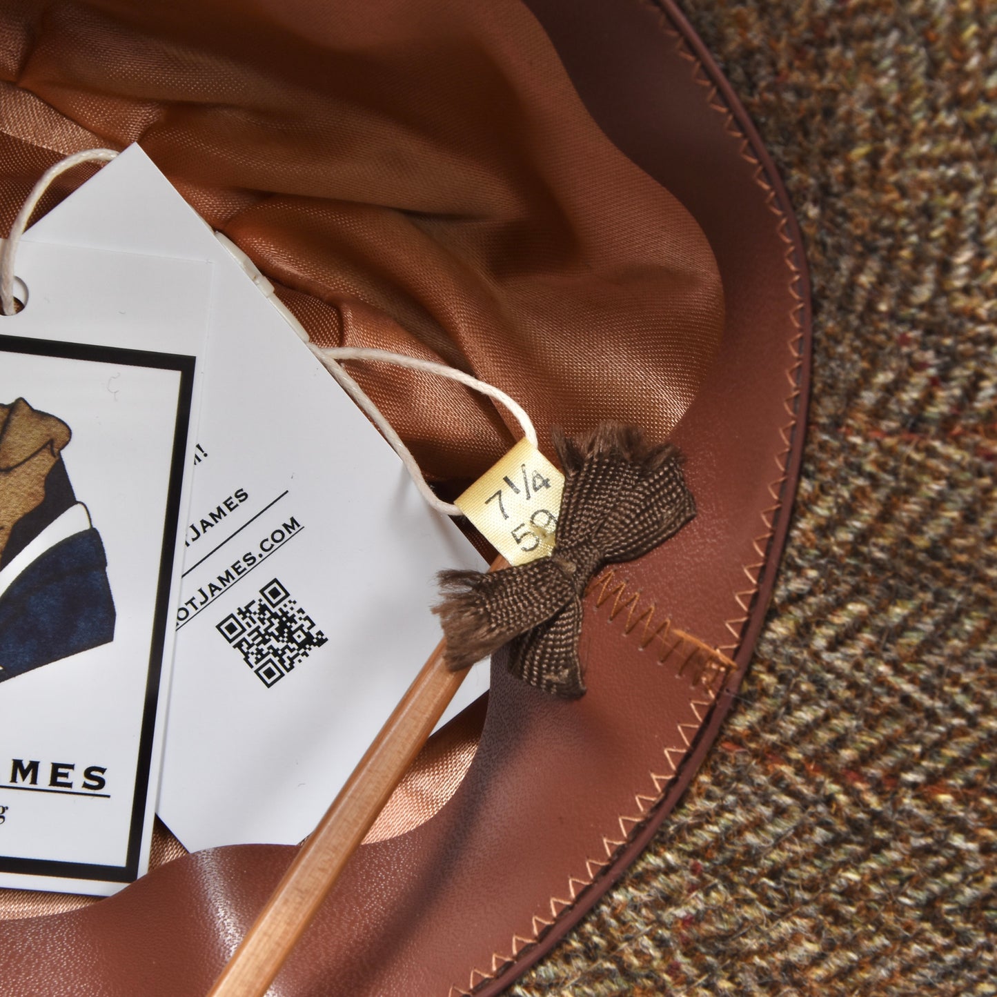 Lock & Co. Rollable Grouse Harris Tweed Fedora Hat Size 59 Brim ca. 5cm