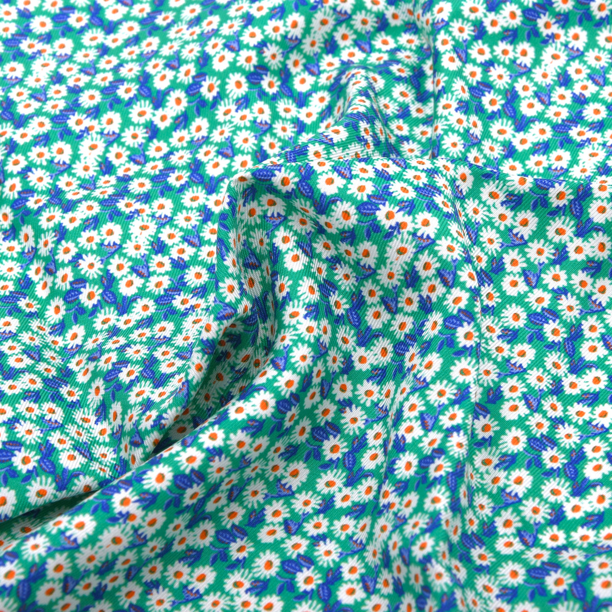 Classic Silk Pocket Square Made in Italy - Teal Flowers