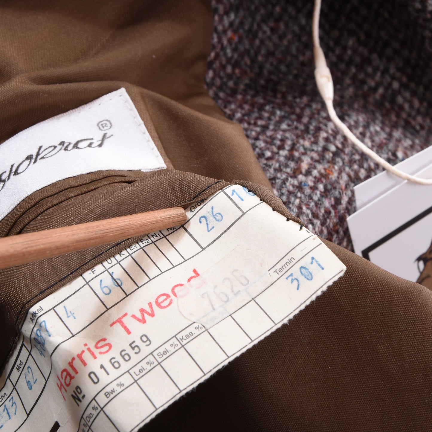 Aristokrat Harris Tweed Wool Jacket Size 26 ca. 58cm - Brown