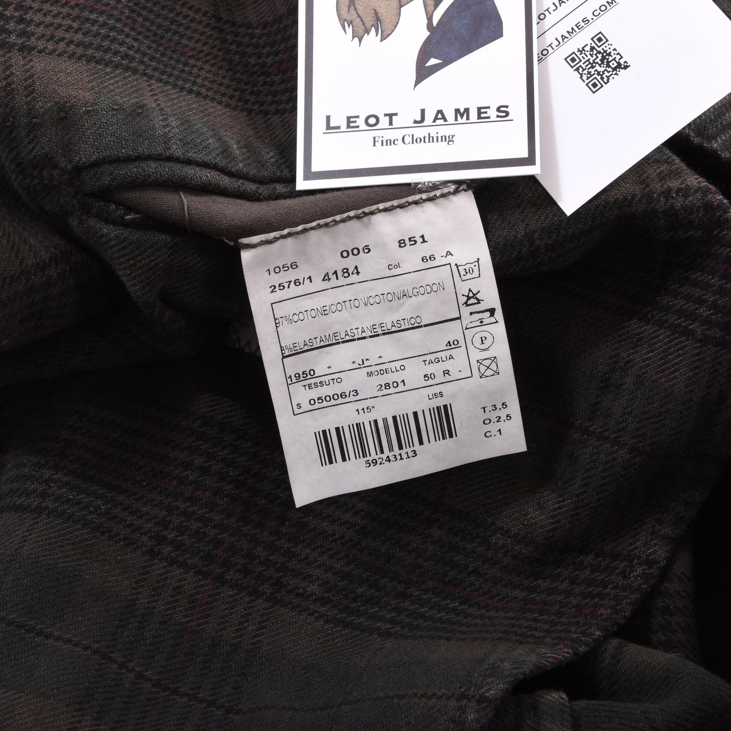 L.B.M. 1911 Unstructured Cotton Jacket Size 50 ca. 52.5cm - Plaid