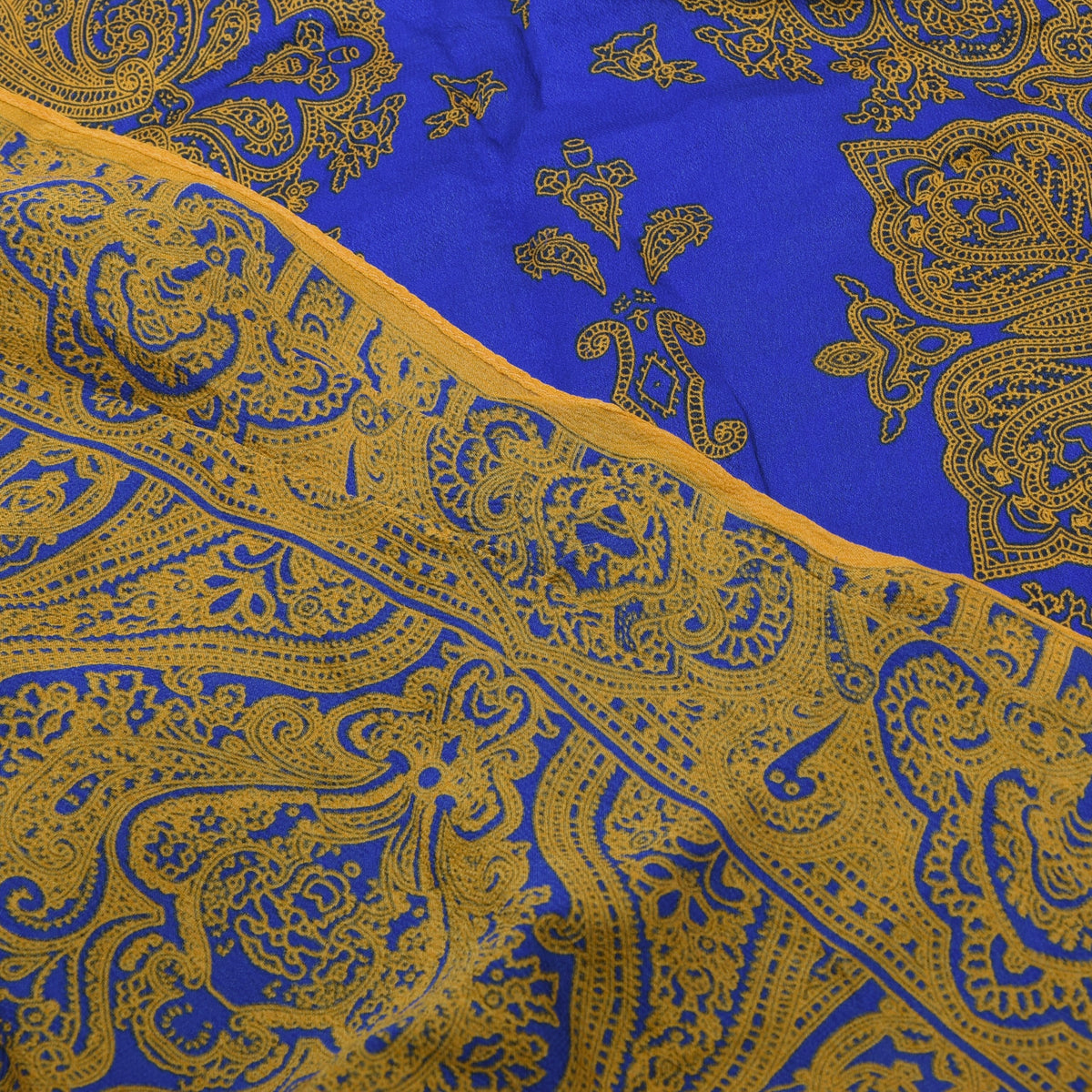 Etro Milano 100% Silk Scarf 171cm Made in Italy - Blue/Yellow Paisley