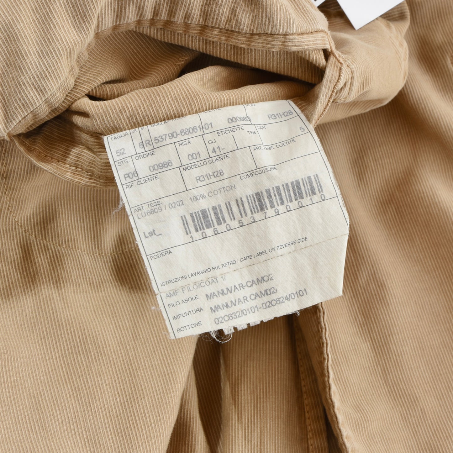 Boglioli COAT Cotton Jacket Size 52 - Tan