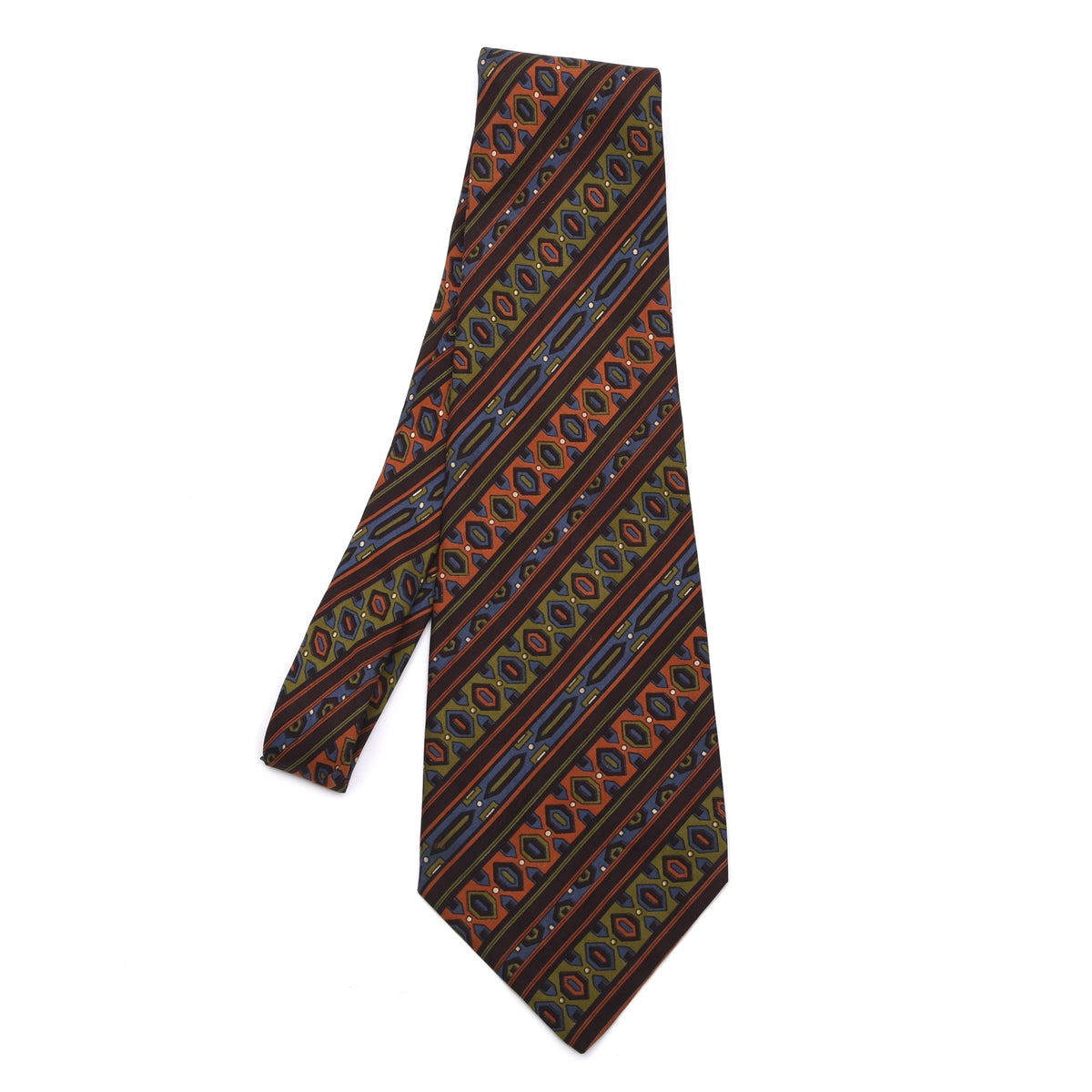 Vintage 1970s Altea Silk Tie Width 12cm Made in Italy - Aztec