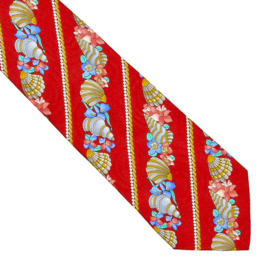 Leonard Paris 100% Silk Tie ca. 147cm/9.5cm - Red Seashells