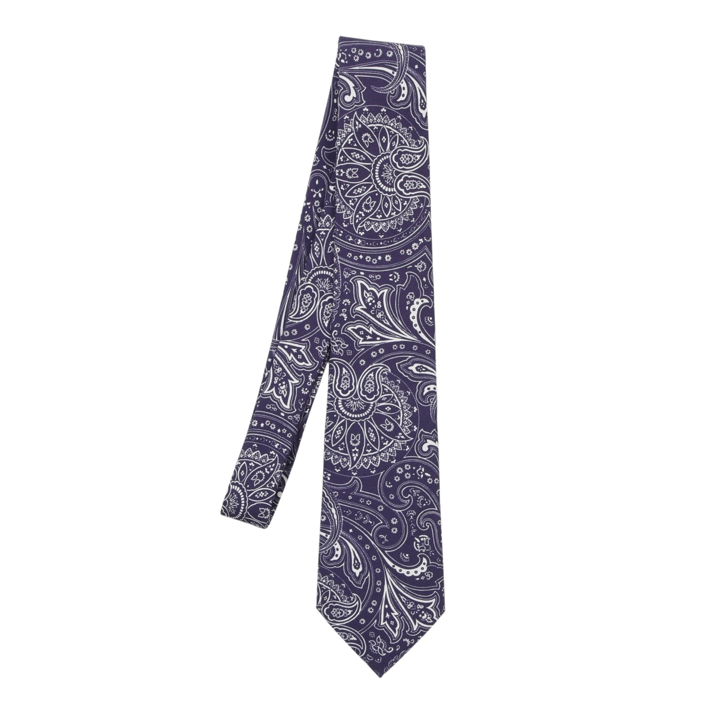 Ermenegildo Zegna Silk-Cotton Tie ca. 150cm/8.5cm - Purple Paisley