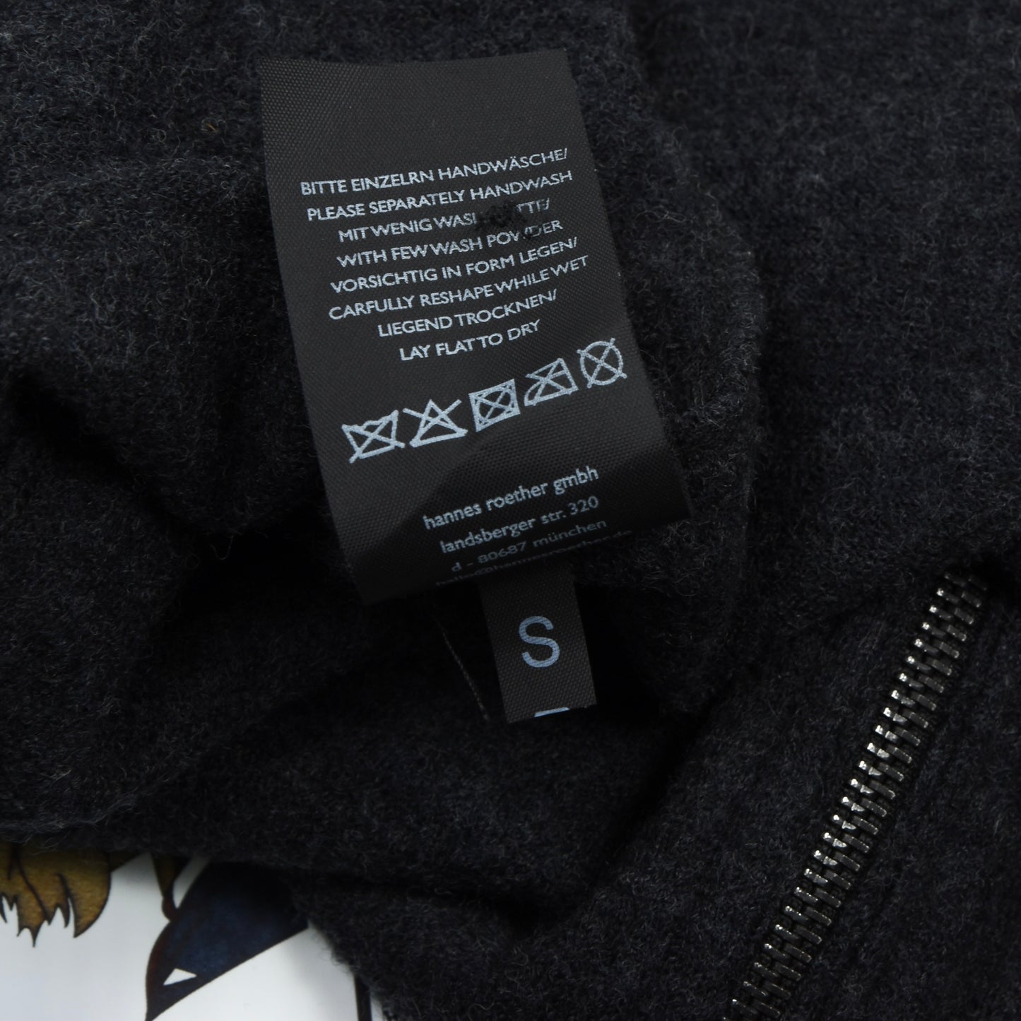 Hannes Roether Zip Wool Sweater Size S - Charcoal