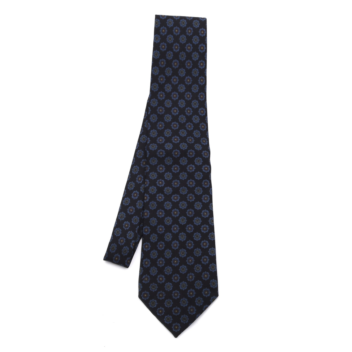 Knilli Ancient Madder Seide Krawatte Made in England – Schwarz Blumen