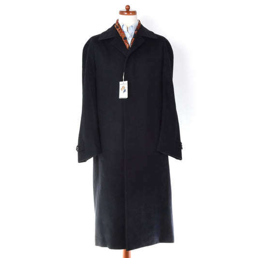 Handmade Bespoke Balmacaan Cashmere Overcoat Chest ca. 64cm - Navy Blue
