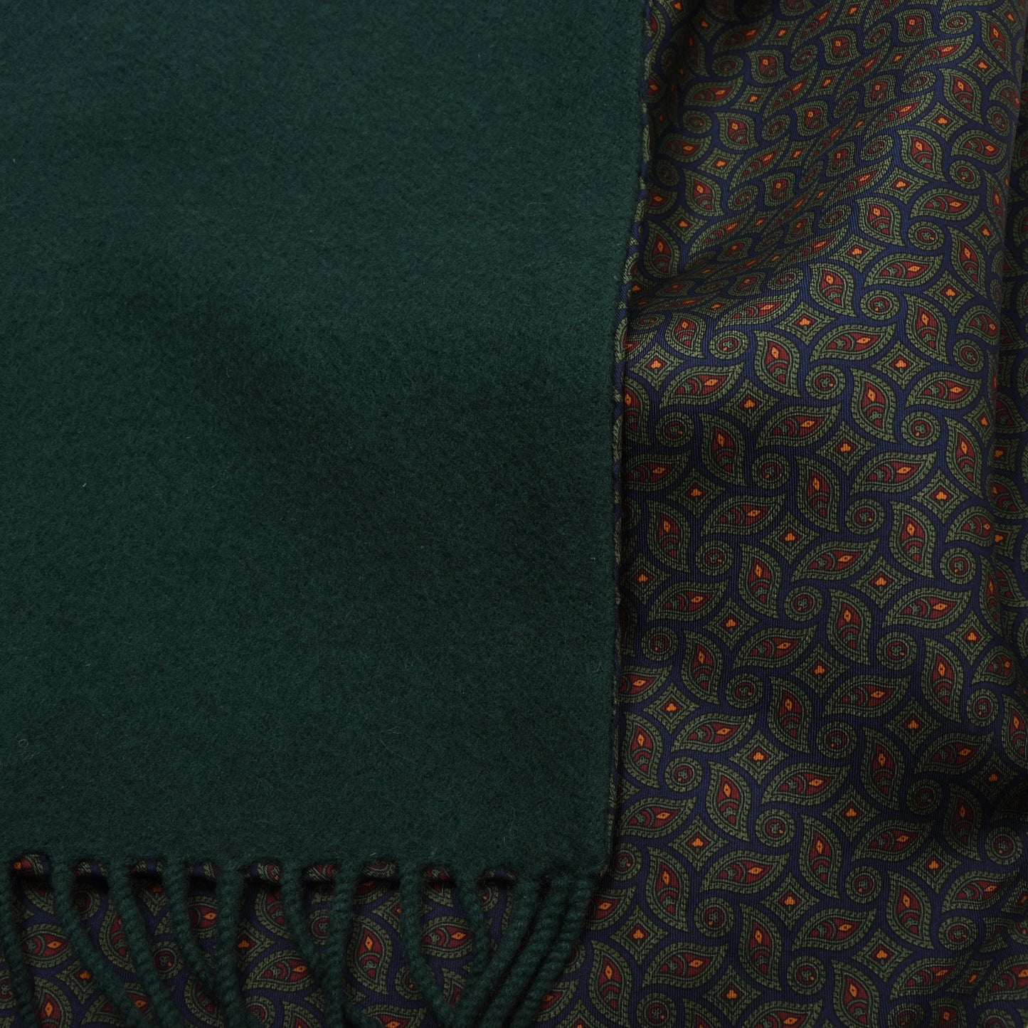 Double-Sided Silk/Wool Scarf ca. 150cm - Green Neat