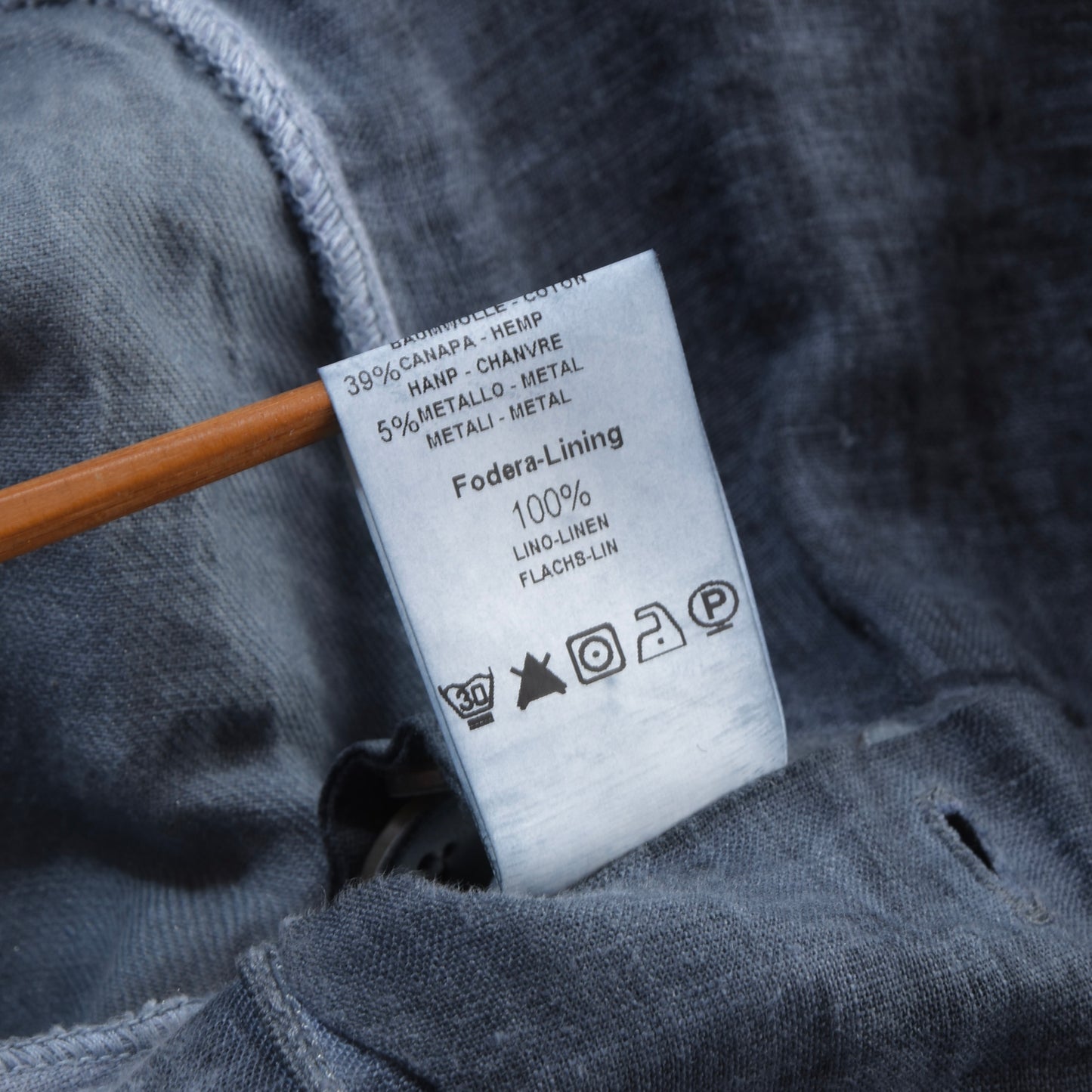 Transit Uomo Cotton-Hemp-Metal Jacket Size S - Blue