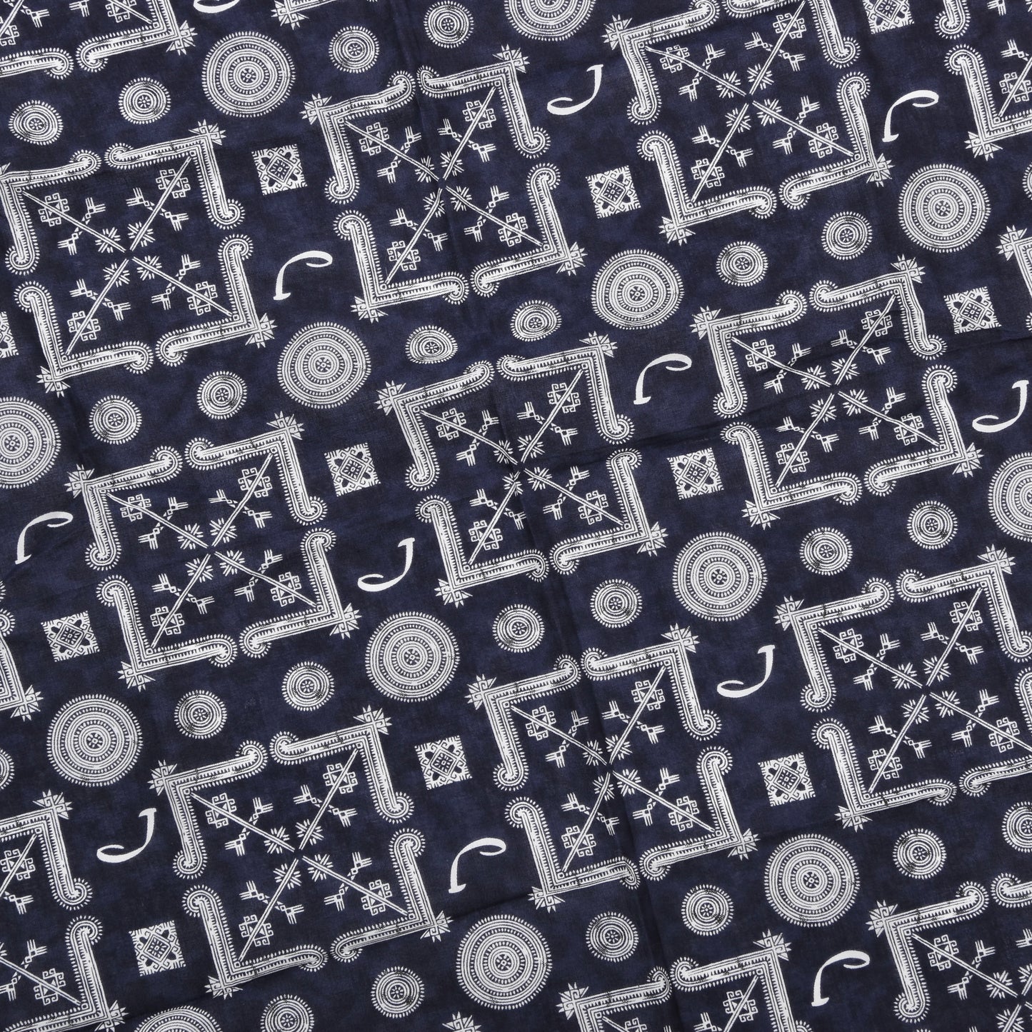 Jacob Cohën Printed Cotton Bandana/Pocket Square - Blue & Ecru