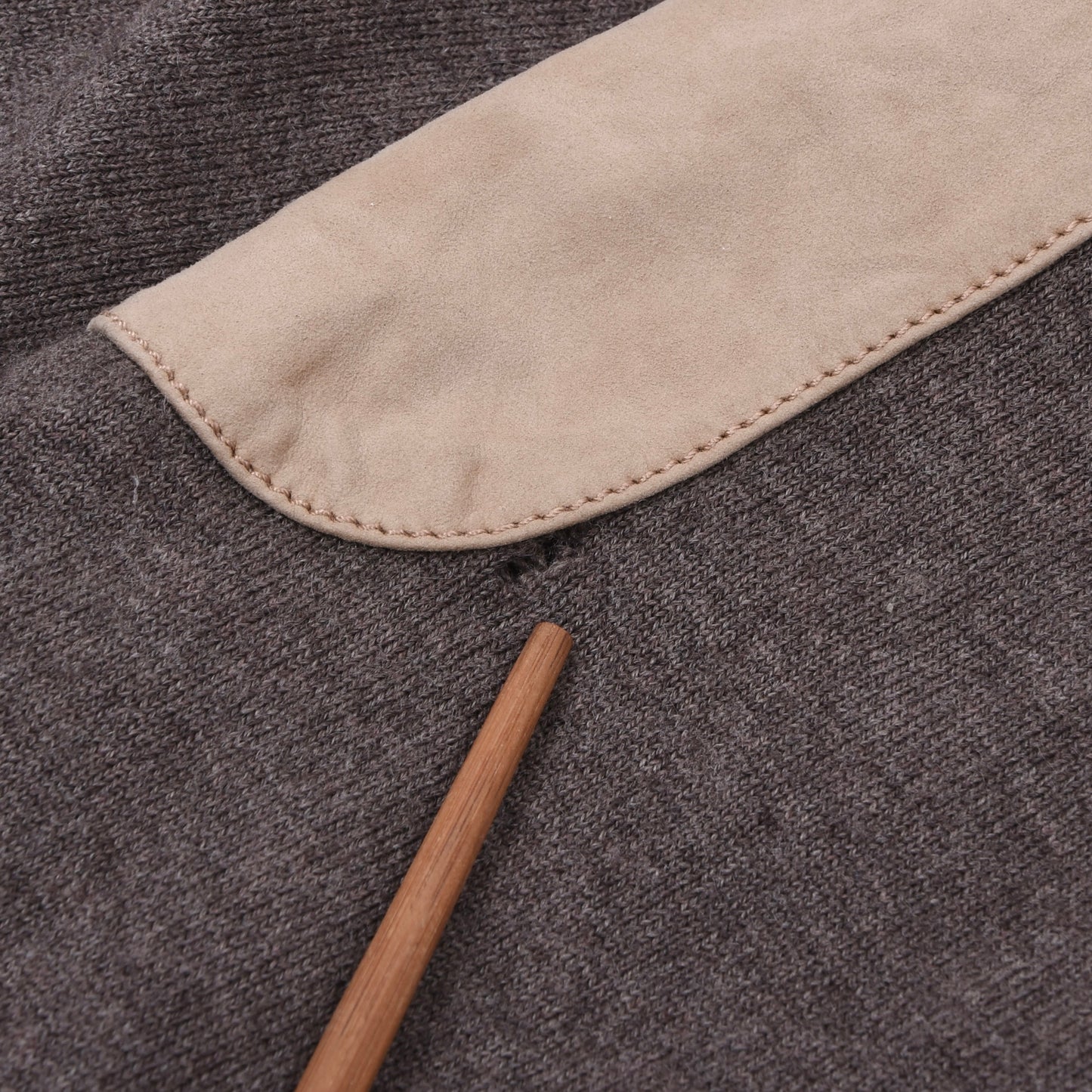 Paul & Shark 100% Wool Cardigan Sweater Feat. Leather Details Size L Chest ca. 55cm - Brown