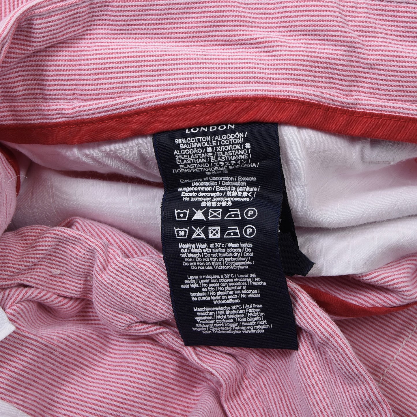 Hackett London Seersucker Shorts Size W36 Kensington Slim - Red/White