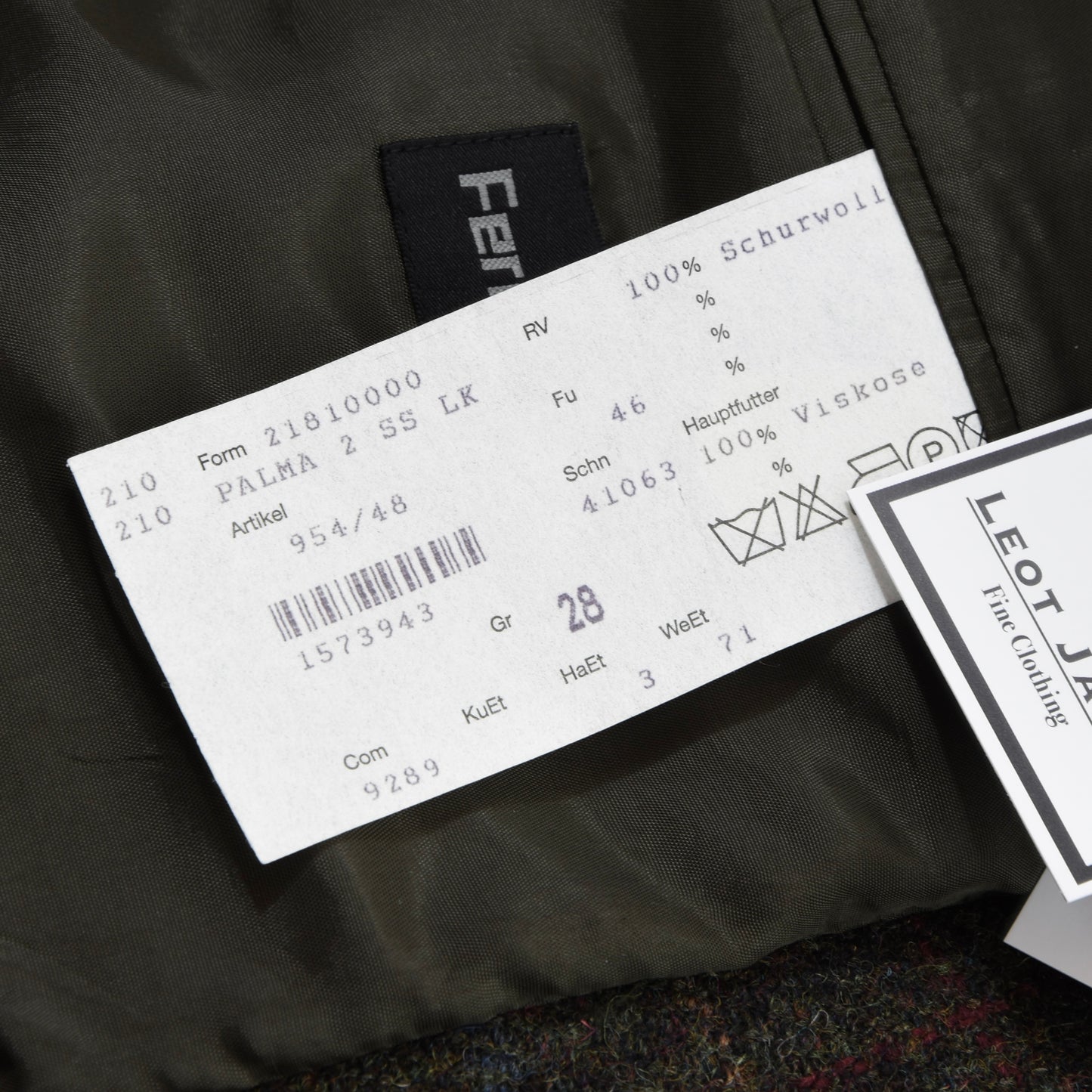 Ferkinghoff Harris Tweed Wool Jacket Size 28 - Green