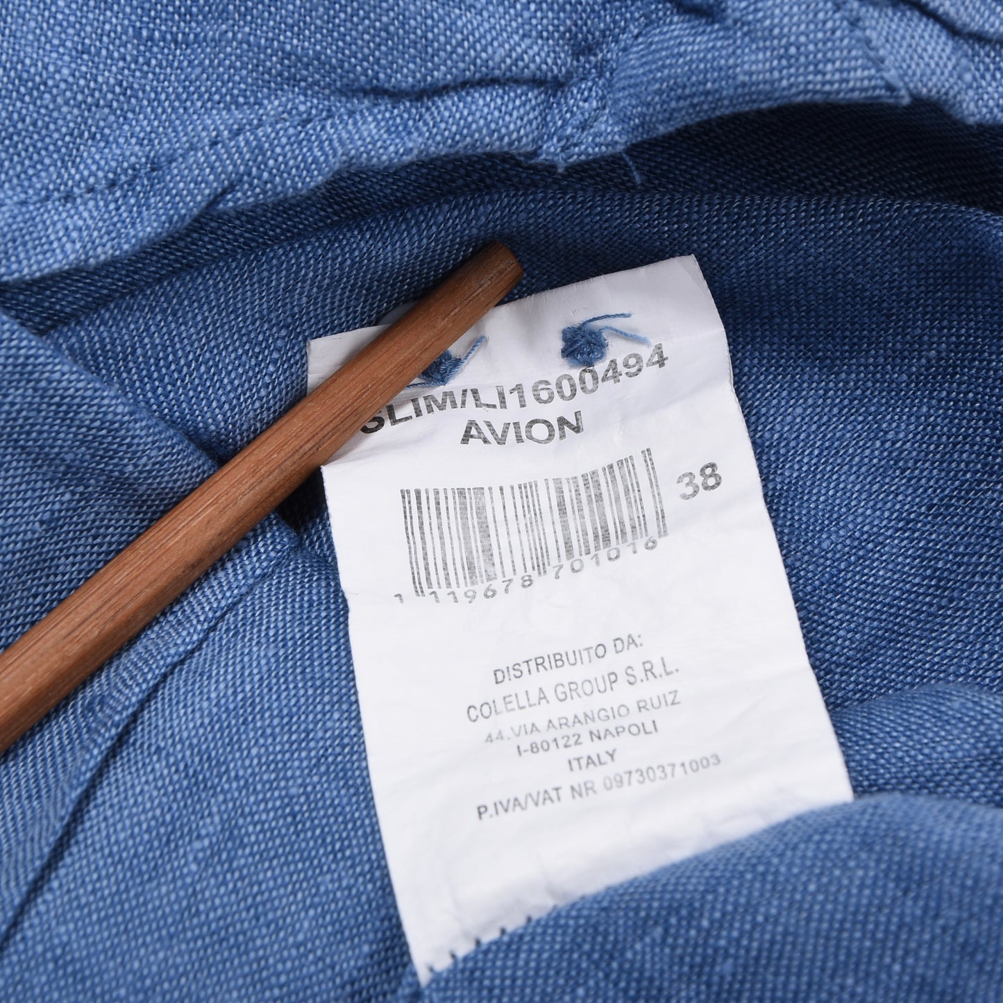 Spada Roma Hemd aus 100 % Leinen, Größe 15 (38), Brustumfang ca. 52 cm – Blau
