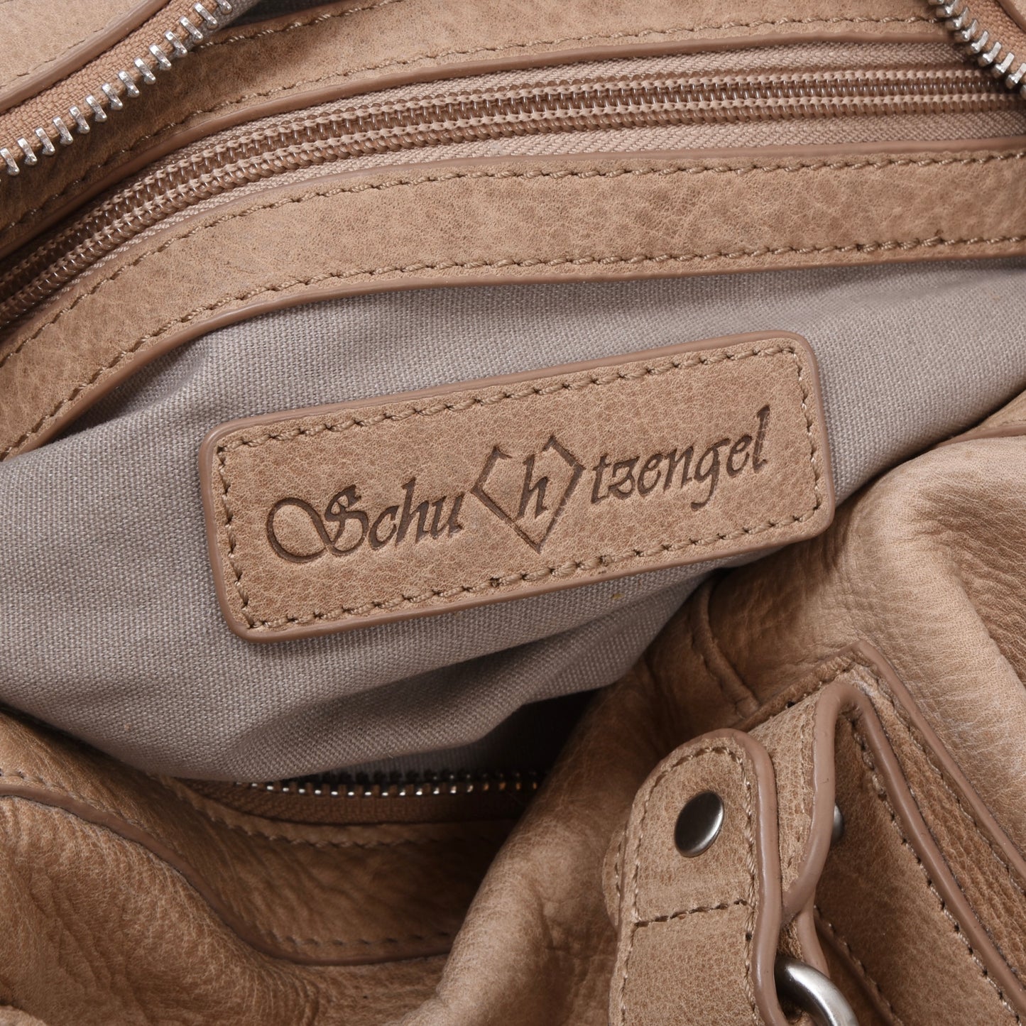 Schutzengel Ledertasche ca. 39,5 cm – Beige