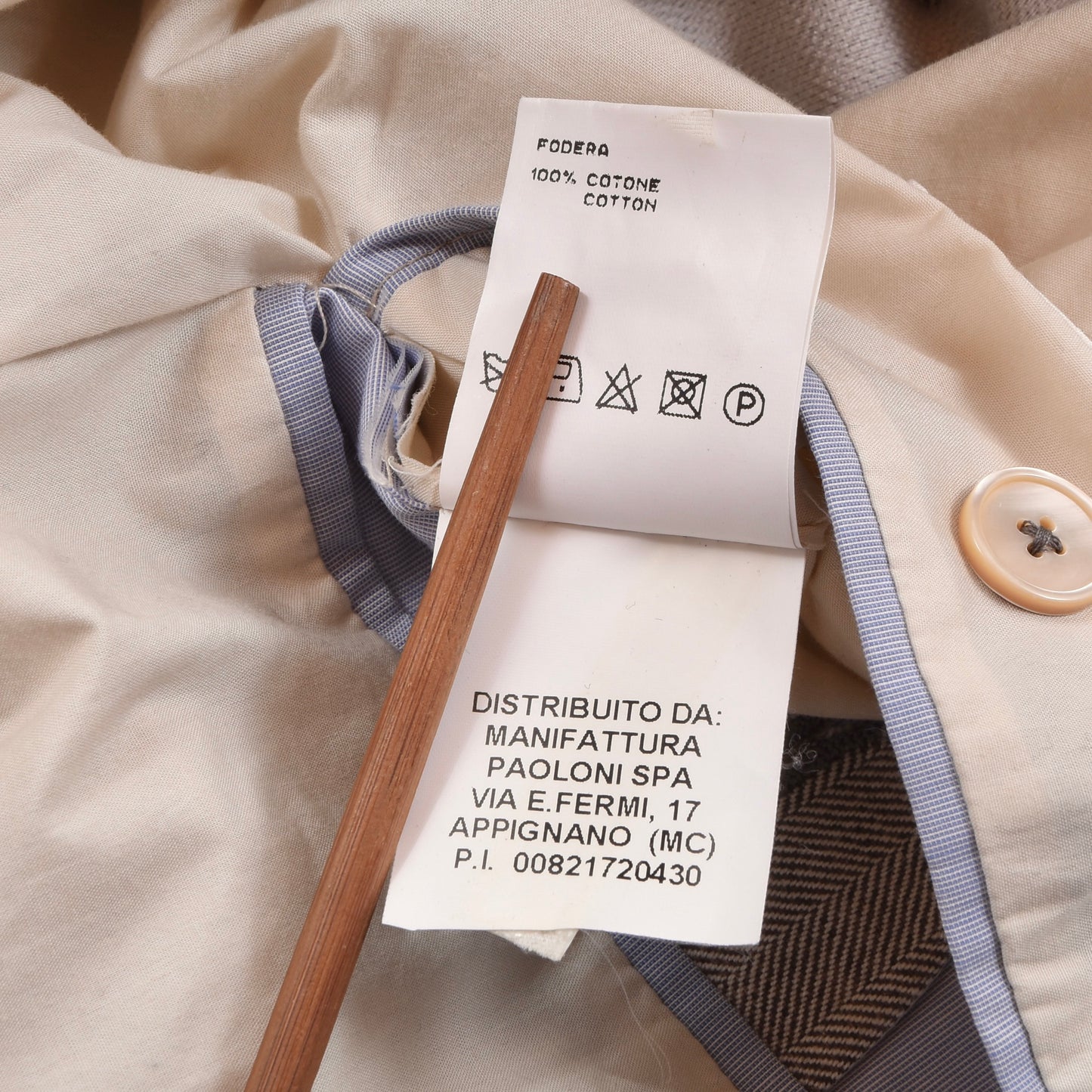 Paoloni Leinen-Baumwoll-Jacke Größe 50 ca. 55cm - Tan-Grau