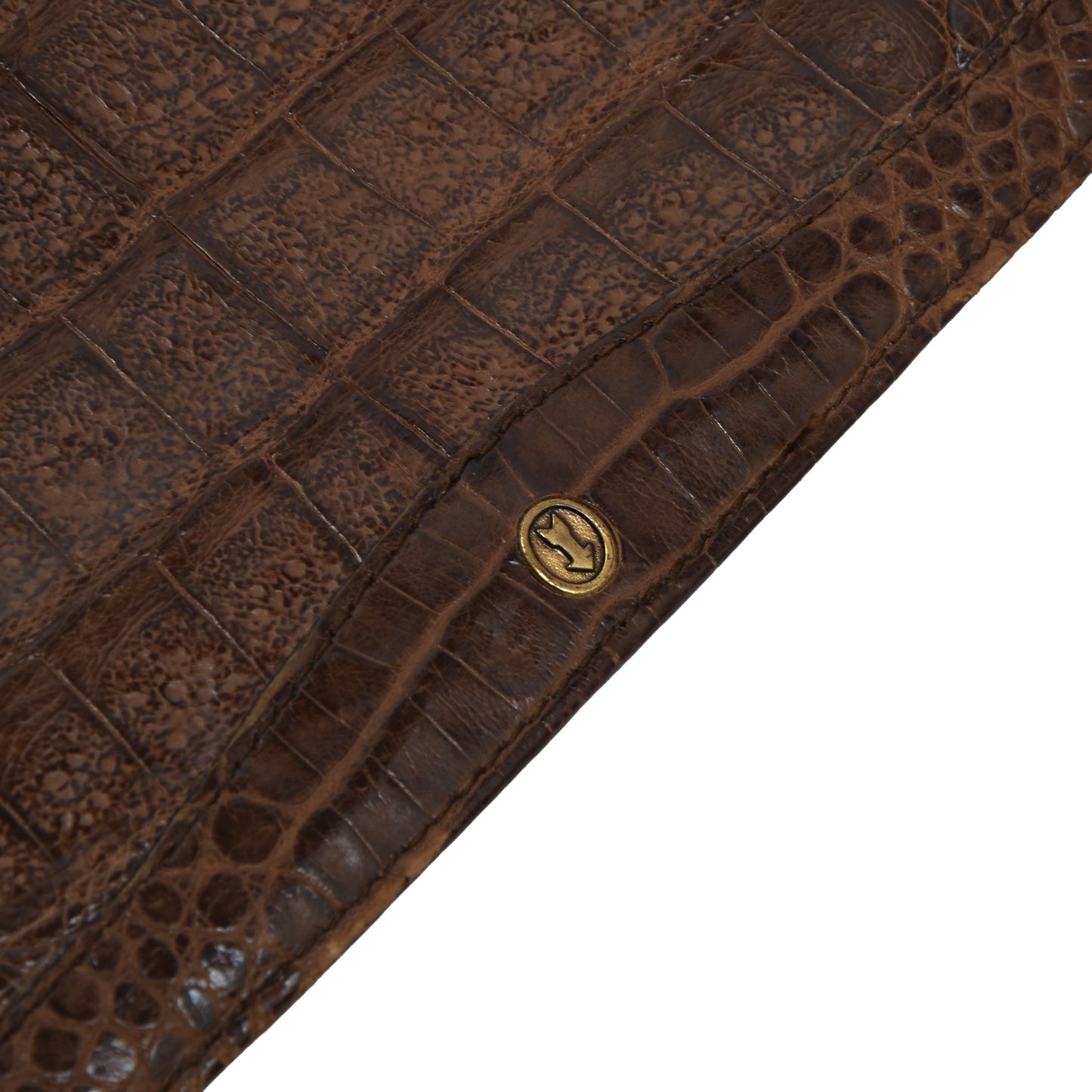 Goldpfeil Reisegeldtasche aus Krokodilleder - Braun