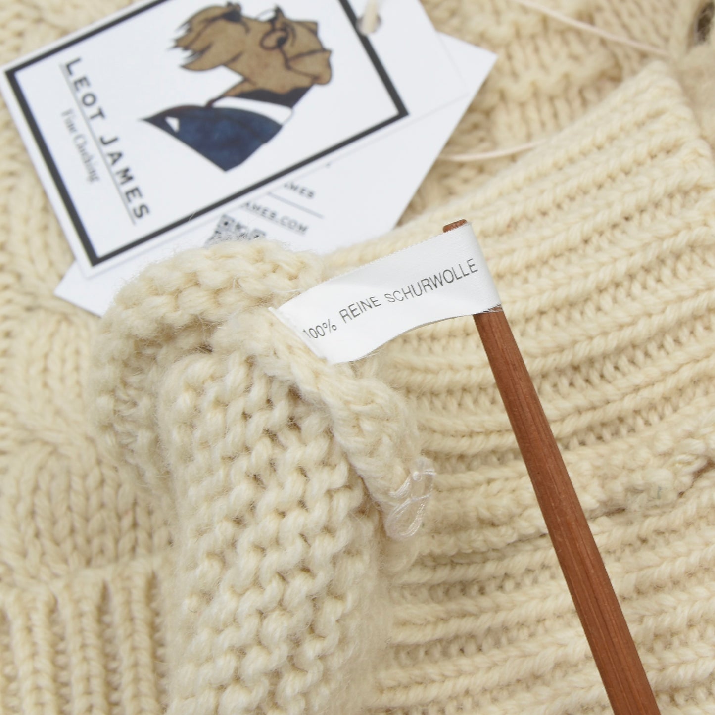 Alphorn Trachtenweste/Trachtengilet Zopfmuster Wolle Größe 52 - Cremeweiß