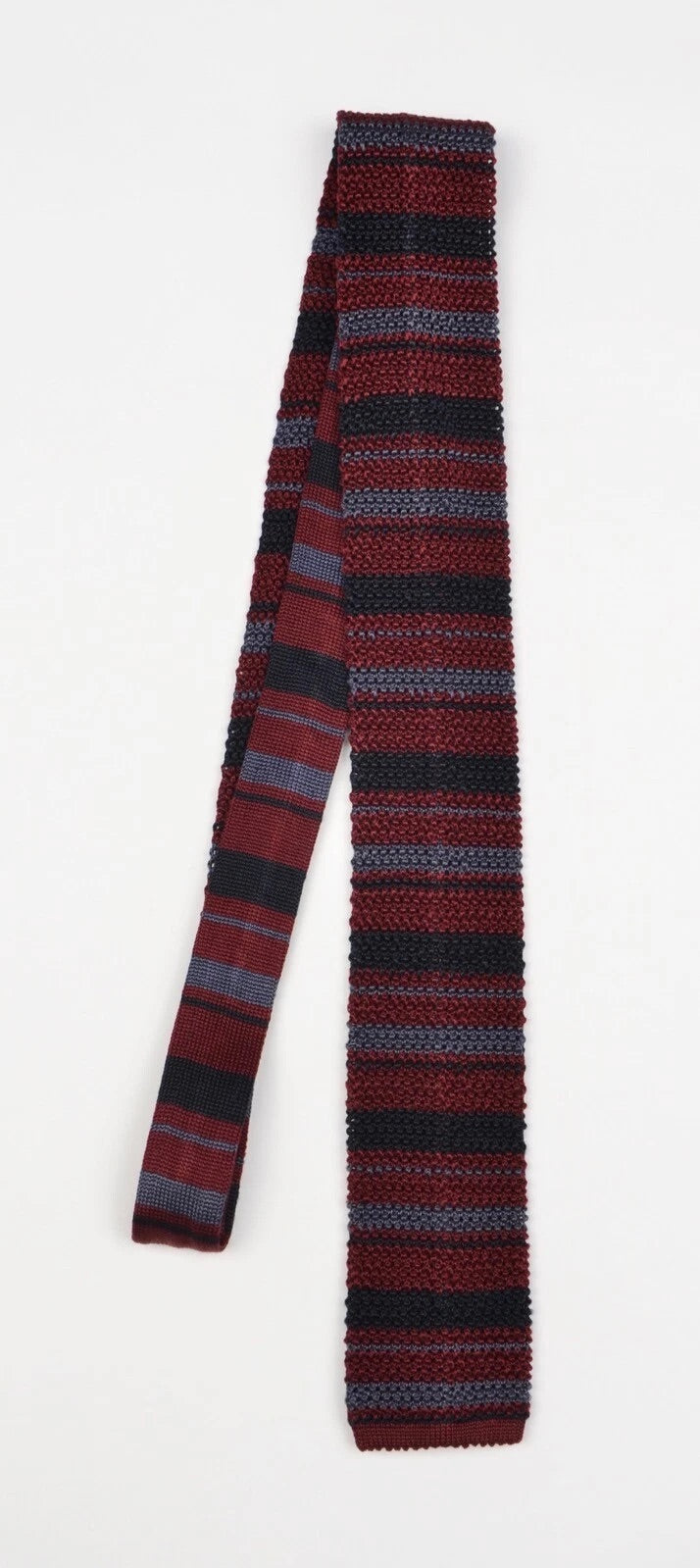 Classic Silk Knit Tie - Burgundy Stripes