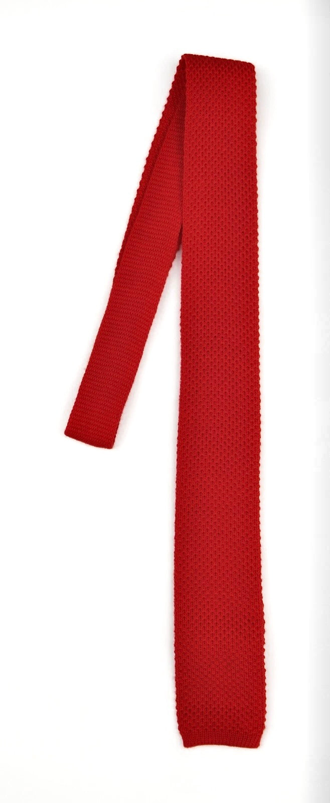 Classic Wool Knit Tie Made in Italy - Red