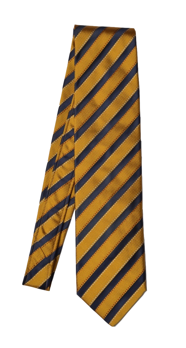 Italo Ferretti Gestreifte Seidenkrawatte - Gold & Marineblau