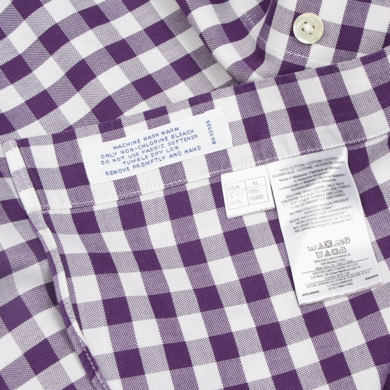 Brooks Brothers Shirt Size XL Slim Fit - Purple Gingham