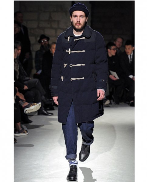 Junya Watanabe Comme des Garçons Herren Devetica Woll-Daunenmantel Größe L - Navy