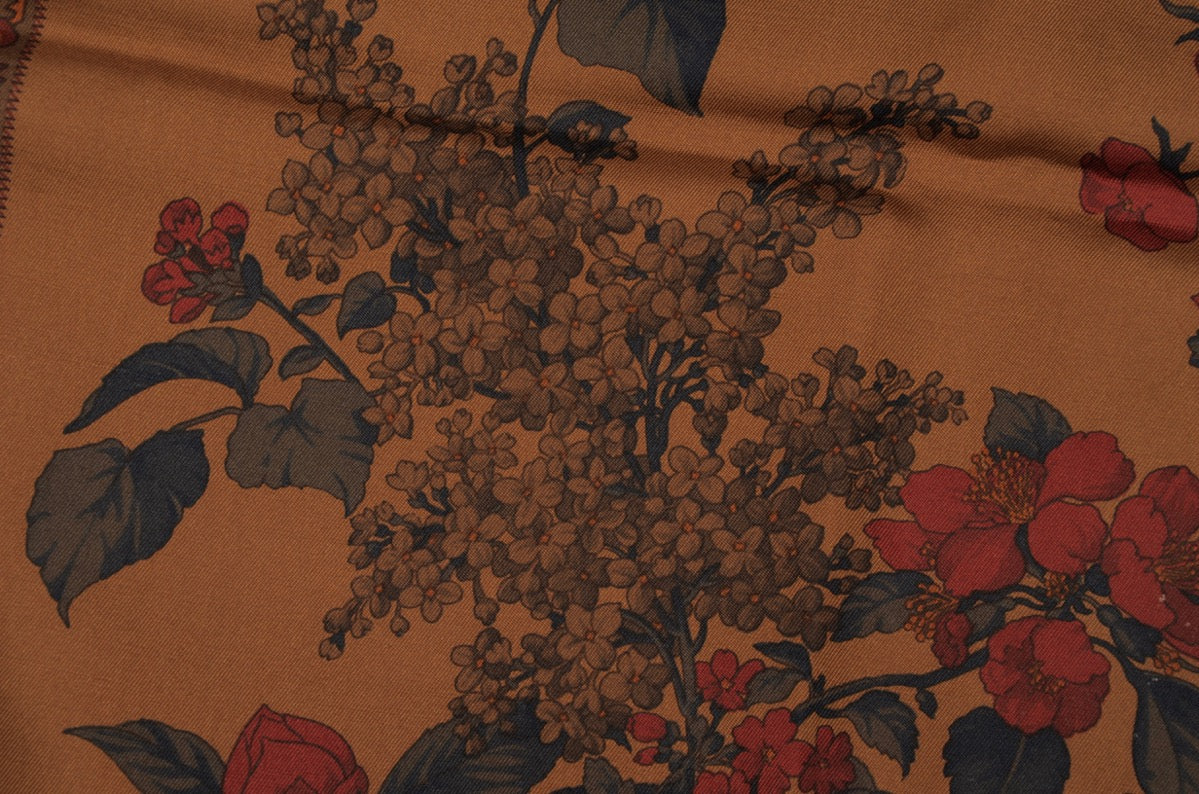 Etienne Aigner Printed Silk Scarf - Copper Brown